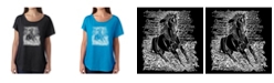 LA Pop Art Women's Dolman Cut Word Art Shirt - Popular Horse Breeds